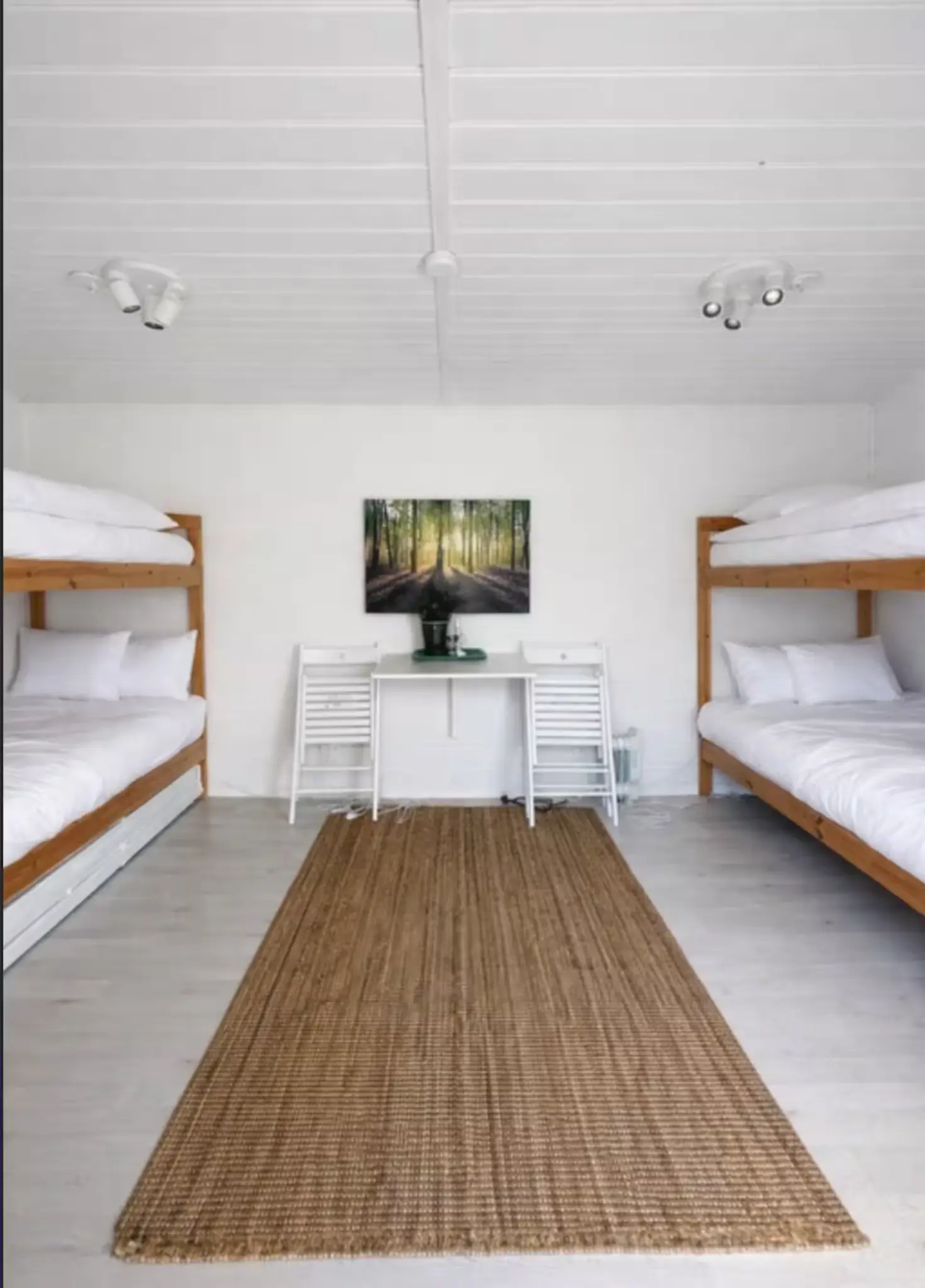 Shared dormitory room with bunk beds